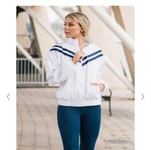 Zyia white  and navy stripe breaker jacket